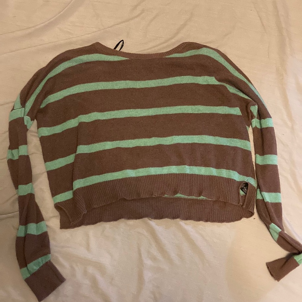 LG Women’s Blouse, Striped with Green and Brown
